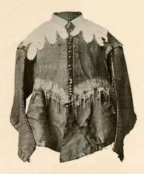 Dubleta z černého hedvábí zdobená hroty galonu se stříbrnými aiglety, 17. století, 1937.