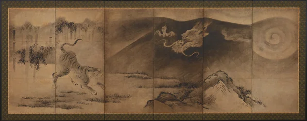 Drak a tygr, období Momoyama nebo Edo, 17. století.