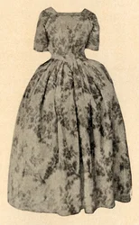 Šaty z hnědého hedvábí, které nosila lady Stuartová v kolonii Barbados, c1700, 1937.