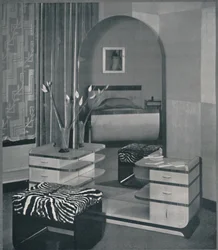 Toaletní stolek a taburet navržený pro Frankl Galleres, Inc., 1933