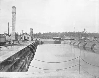 Suchý dok v Esquimaltu, Britská Kolumbie, Kanada, c1900.