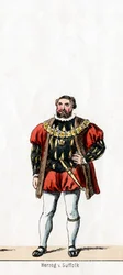Vévoda ze Suffolku, návrh kostýmů pro Shakespearovu hru, Jindřich VIII., 19. století