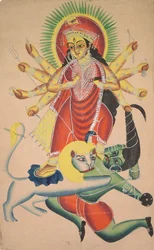 Durga Killing the Demon Mahisha, 19. století.