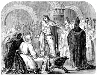 Edward I. představuje svého malého syna Velšům, 1284