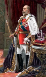Eduard VII. v úplném korunovačním rouchu, 1902