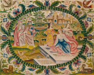 Vyšívaný obrázek, polovina 17. století, 1929