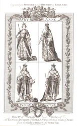 Angličtí králové a královny s erby, 1780-1800
