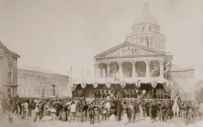 Nábor dobrovolníků do Národní gardy, náměstí Panthéon, Paříž, 1870-1871