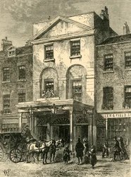 Vstup do divadla Astleys v roce 1820, c1878.