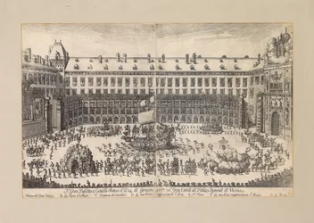Jezdecký balet na nádvoří vídeňského Hofburgu ..., 1667.