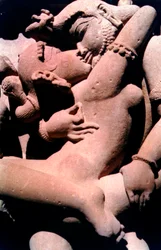 Erotic Sculpture, Hindu Temple, Khajuraho, Indie, 950-1050