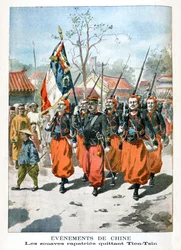 Události v Číně, francouzské jednotky opouštějící Tien-Tsin, 1901