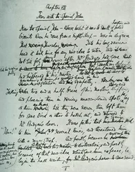 Faksimile stránky MS pro The Country House, John Galsworthy, 1907, 1928.