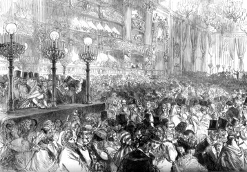 Maškarní ples v nové Grand Opera House v Paříži ve prospěch chudých, 1875