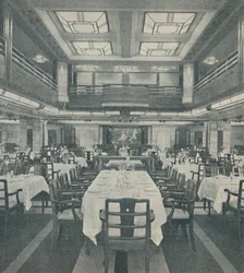 Prvotřídní jídelní salon v Královně Bermud, 1937