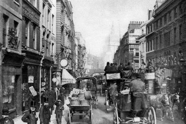 Fleet Street při pohledu z naproti Salisbury Court, Londýn, 1880 1926-1927