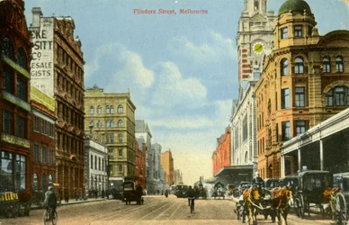 Flinders Street, Melbourne, Victoria, Austrálie, 1900
