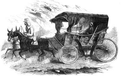 Florence Nightingale ve svém kočáru na Krymu, 1856