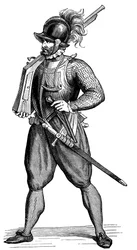 Pěšák nesoucí harquebus, 1590