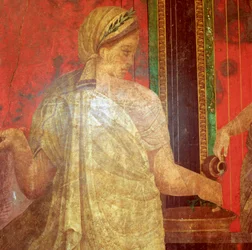 Detail fresky, Ministrant nesoucí podnos s jídlem, 1. století před naším letopočtem