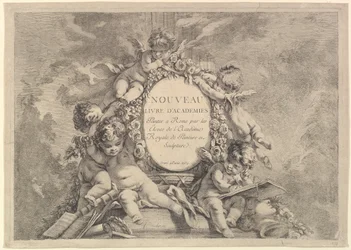 Frontispis, z Nové knihy malířských akademií v Římě od studentů Akademie R..., 1759.