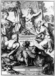 Frontispiece of Ontledigen en Ondekkigen...Brieven od Antona van Leeuwenhoek, 1686