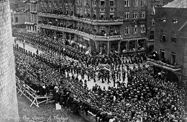 Smuteční průvod krále Edwarda VII., Windsor, Berkshire, 1910
