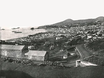 Celkový pohled na Funchal, Madeira, Portugalsko, 1895.