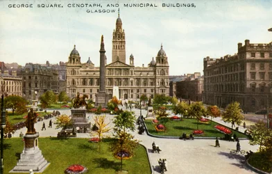 George Square, Cenotaph a Municipal Buildings, Glasgow, konec 19.-začátek 20. století.