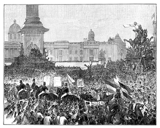 Recepce Giuseppe Garibaldis na Trafalgar Square, Londýn, 1864