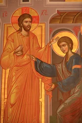 Řecká ortodoxní ikona znázorňující Krista ukazující jeho rány Thessaloniki Řecko