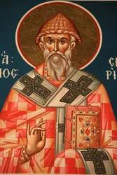 Řecká ortodoxní ikona zobrazující svatého Spiridona v Soluni Řecko