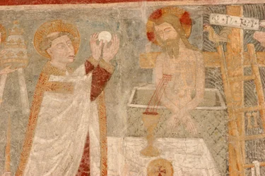 Gressan Magdalena freska románského kostela, Gressan, Itálie