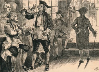 Skupina v Hardhams Tobacco Shop, c1880.