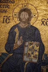 Mozaika Hagia Sophia: Ježíš žehná a drží bibli Istanbul Turquie