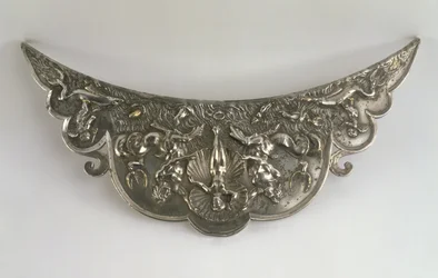 Rukojeť talíře znázorňujícího Zrození Venuše, Gallo-římské, 2. nebo 3. století našeho letopočtu (stříbro)