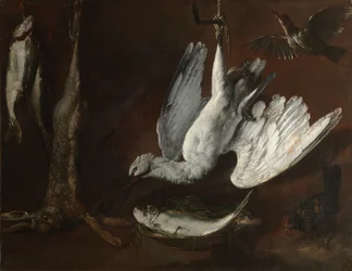 Zajíc, Spoonbill a Fish, polovina 1600s.