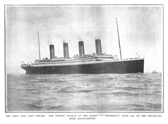 Její první a poslední cesta: Titanic proplouvající kolem Solent ve středu 10. dubna..., 1912.