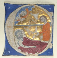 Historiated Initial Excised from a Bible, 1200s.