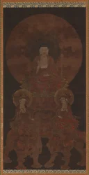Historický Buddha Šákjamuni s bódhisattvy Fugen..., období Muromači, 15. století