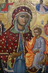 Kostel svatého hrobu, řecký ortodoxní katolikon, ikona Panny Marie a dítěte, Jeruzalém, Izrael