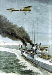 Hubert Latham se v roce 1909 pokusil přeletět se svým jednoplošníkem Antoinette přes kanál La Manche