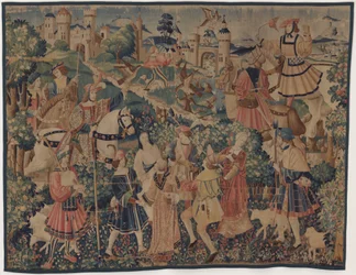Lovecké a pastýřské scény, s dudákem a tanečnicemi, c. 1510.