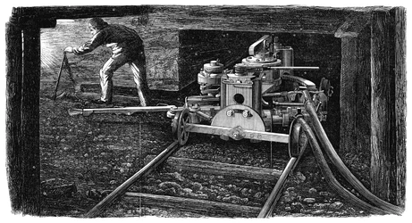 Hydraulický řezací stroj na uhlí, pojmenovaný The Iron Man, 1867