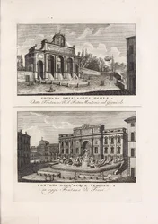 Illustrasjon hentet fra boken Sbírka starověkých a moderních pohledů na město Řím a jeho okolí z Velké Británie na Piale neg. A tisky v S. Carlo al Corso (it, 1816)
