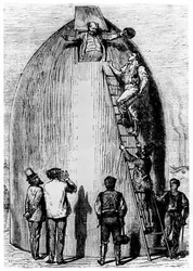 Ilustrace ze Země na Měsíc od Julese Verna, 1865