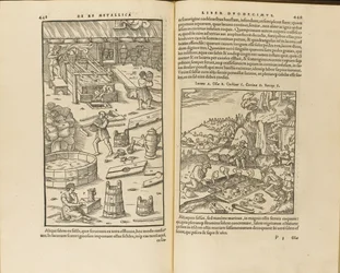 Ilustrace z De re metallica libri XII od Georgiuse Agricoly, 1556