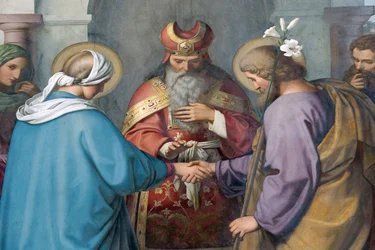 Císařská katedrála ve Špýru. Obrazy od Schraudolpha. Josefa a Marie. Svatba, Špýr, Německo