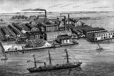 Továrna India Rubber, Gutta Percha a Telegraph Works Company, Silvertown, Londýn, 1887