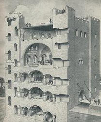 Uvnitř Donjonu normanského hradu, c1934